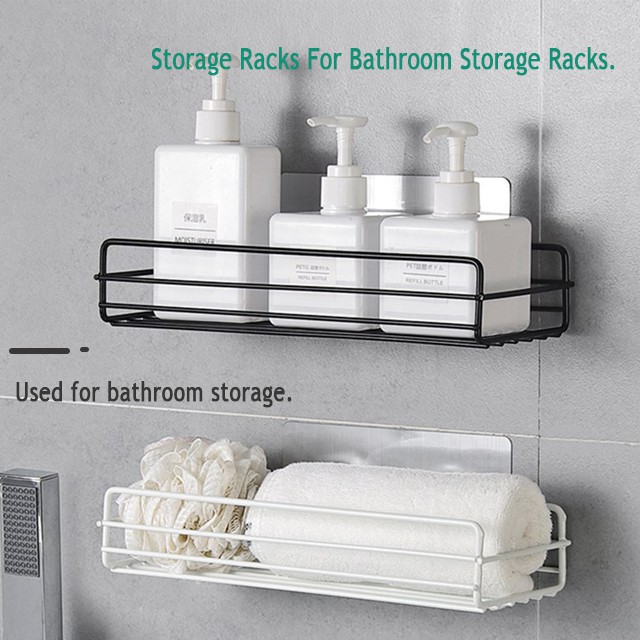 Giá để sữa tắm gắn tường không cần đục lỗ bằng sắt chống gỉ dùng trong phòng tắm