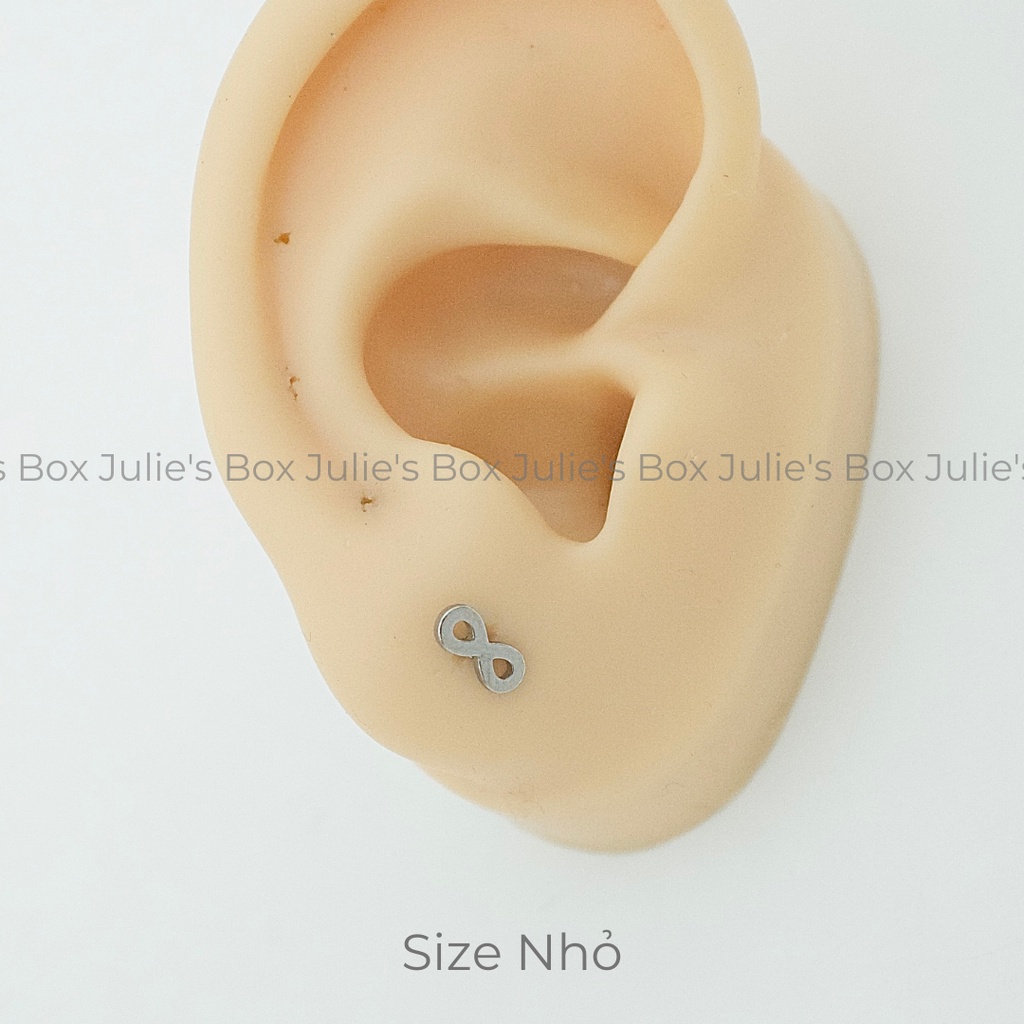 [1 Chiếc] Khuyên Tai Titan Unisex Hình Vô Cực Bi Tròn Không Gỉ Sét Không Ngứa Bông Tai Julies Box 66