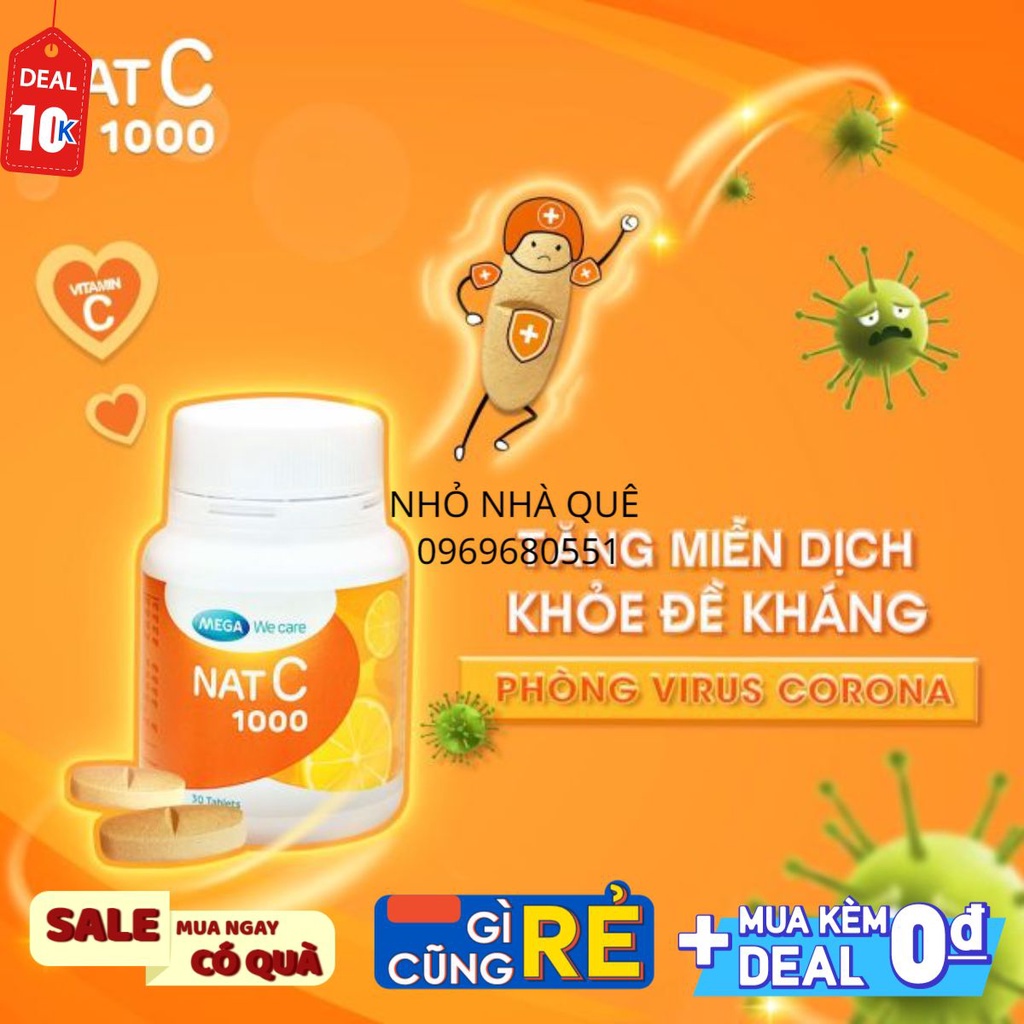 NAT C 1000 LỌ 30 VIÊN GIÚP TĂNG ĐỀ KHÁNG, KHỎE MIỄN DỊCH, SÁNG MỊN DA, TĂNG SINH COLLAGEN #nhonhaque #tdf