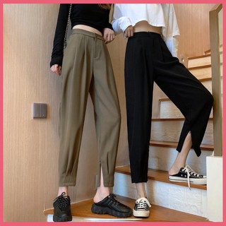 Quần Baggy vải có khóa ống chân siêu Hot  dáng đứng không bai không xù - HT STORE