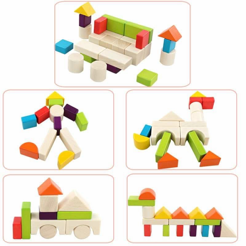 Đồ chơi gỗ thả cọc 5 khối nhiều màu sắc rèn luyện sự khéo léo cho bé từ 1 2 3 4 tuổi