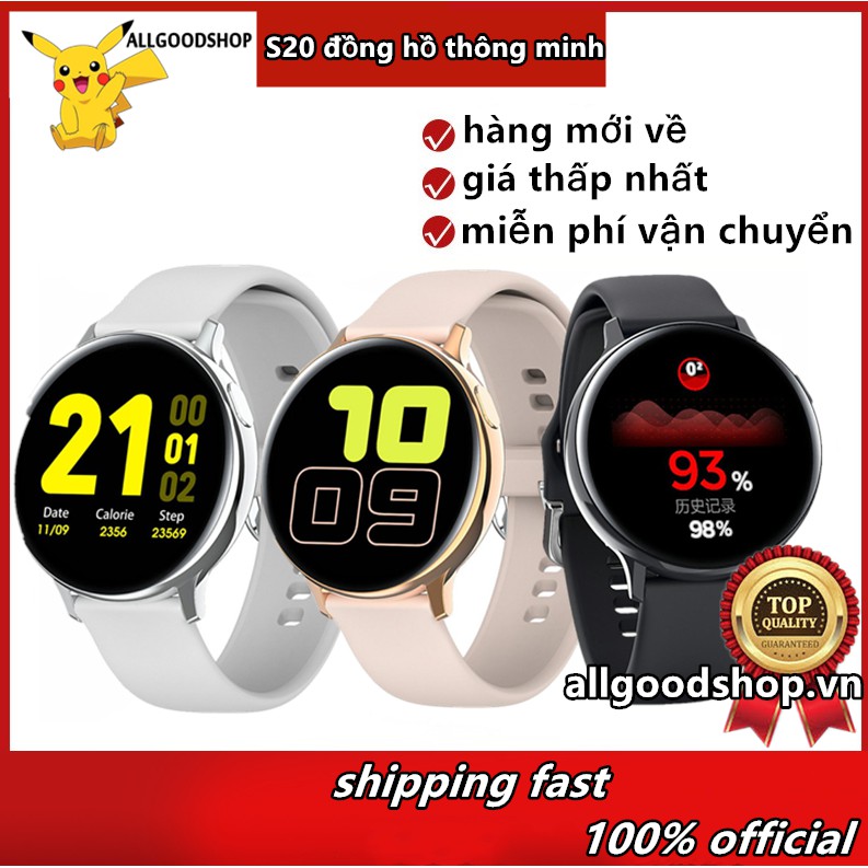 ⚡S20 Đồng hồ thông minh Bluetooth Nam nữ Theo dõi nhịp tim IP68 Máy theo dõi thể dục chống nước Đồng hồ thông minh thể thao cho