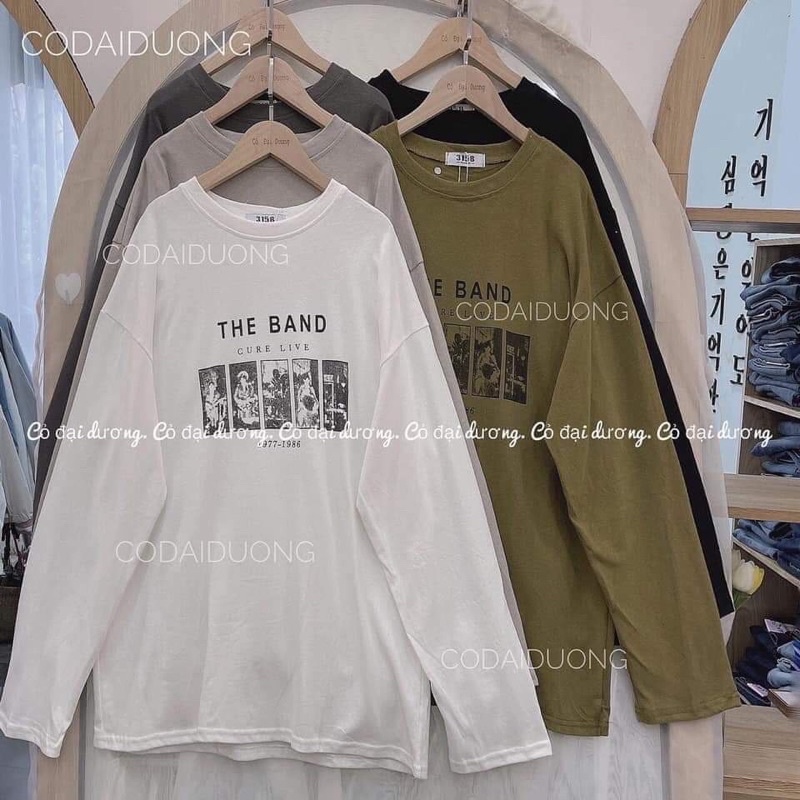 [RẺ VÔ ĐỊCH] Áo thun THU ĐÔNG form thụng in chữ THE BAND dài tay cổ tròn unisex (kèm ảnh thật ở cuối)