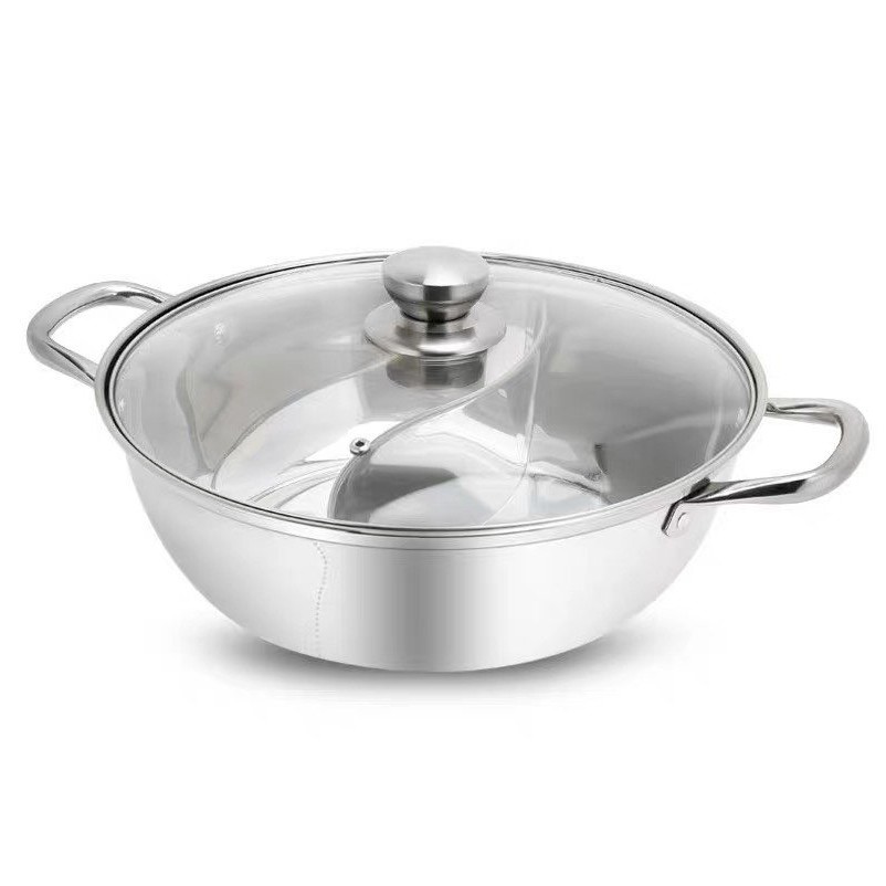 [Thánh lẩu Sanfulu] Nồi lẩu inox 2 ngăn 2 vị Hotpot cỡ lớn 30 cm