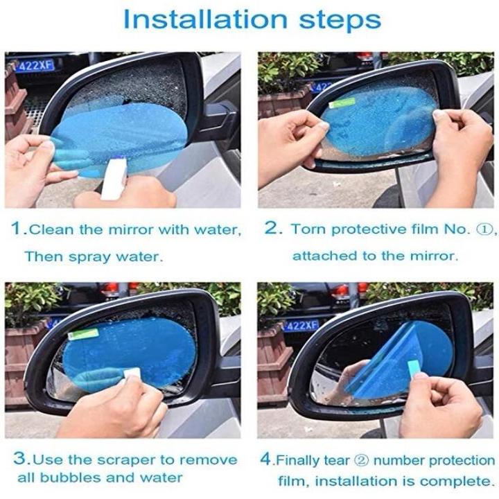 Set 4 miếng dáng chống đọng nước kính hông và gương chiếu hậu ô tô, Anti-Fogging Film Car Screen Protector