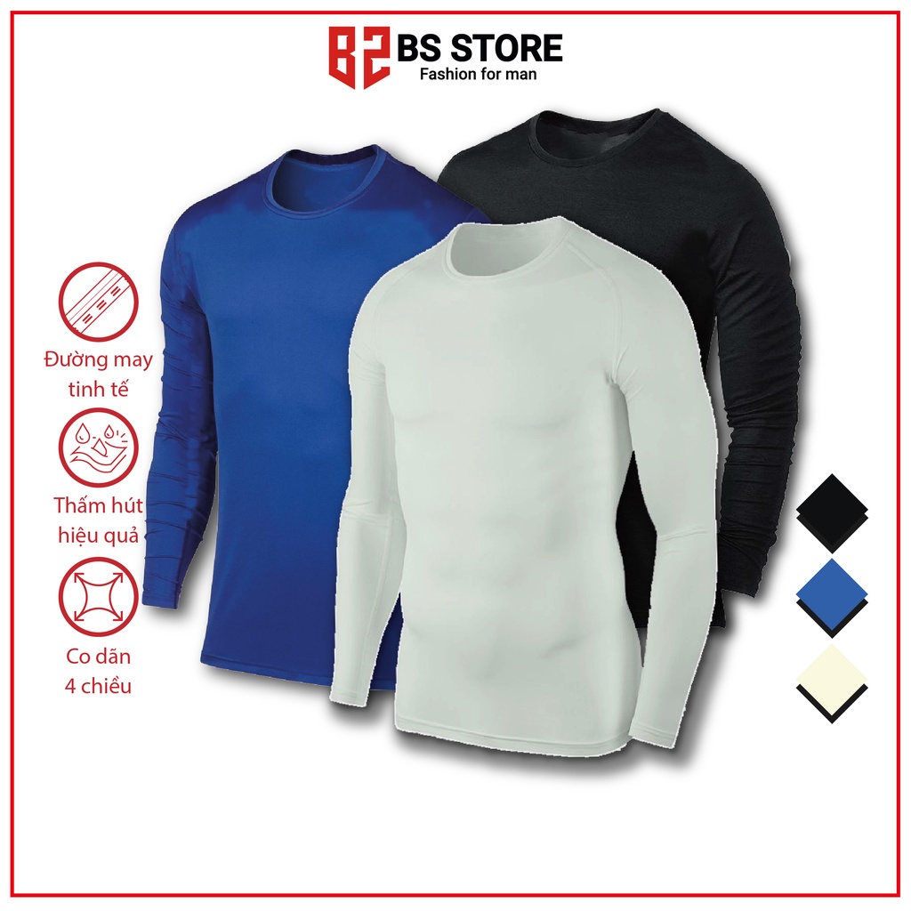 Áo thun dài tay giữ nhiệt BSSTORE áo thun thể thao giữ nhiệt cổ tròn form ôm dáng nam nữ (BS56)