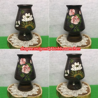Bình hoa lọ hoa Bát Tràng men mộc dáng ly, Bình gốm lọ gốm QA