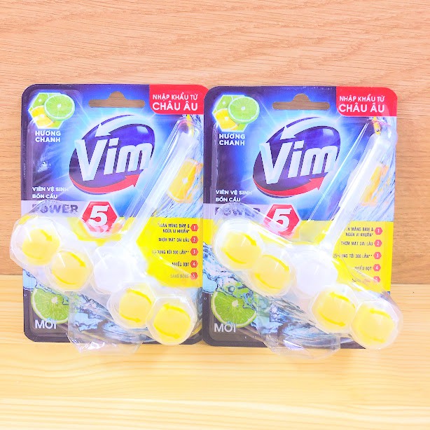 Viên Vệ sinh bồn cầu VIM POWER hương chanh 5 sạch khuẩn thơm mát 55g