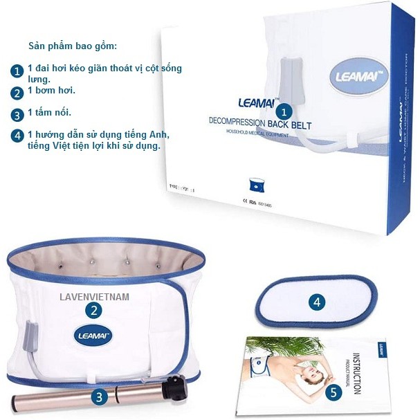Đai hơi Leamai Y01 hỗ trợ người đau lưng, cột sống, thoát vị đĩa đệm. Đai hơi kéo giãn và đιềυ тяị thoát vị cột sống lư