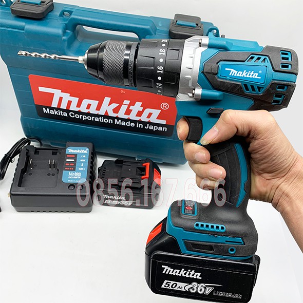 [FREESHIP] MÁY KHOAN MAKITA 36V - KHÔNG CHỔI THAN - CÓ BÚA, BẮT VÍT, SIẾT BULONG ,PIN 10 CELL - MÁY KHOAN PIN MAKITA 36V