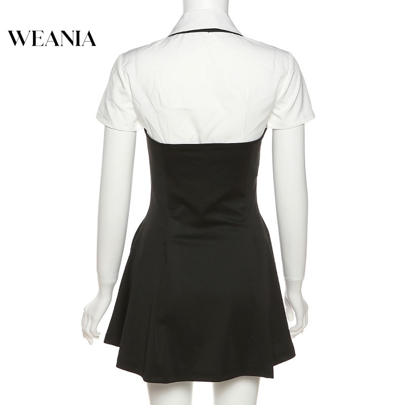 Bộ Áo Sơ Mi Cổ Polo Phối Cà Vạt + Đầm Trơn Màu 2 Món Thiết Kế Trẻ Trung Cho Nữ