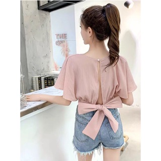 Áo vạt chéo buộc nơ lưng trần