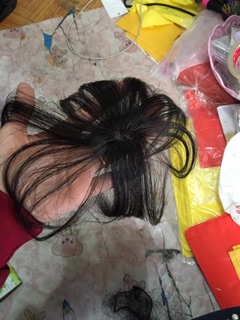 Tóc mái thưa cột .tóc thật có sẵn