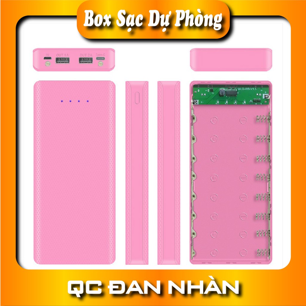 Box sạc dự phòng 8 cell, hộp sạc dự phòng 8 pin KHÔNG KÈM PIN