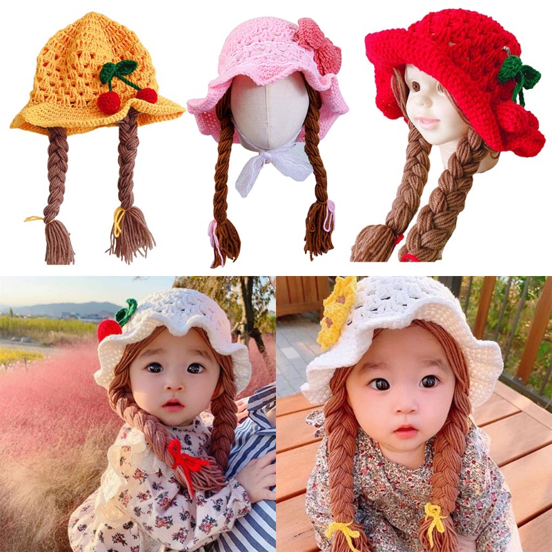 Bộ Tóc Giả + Mũ Đội Đầu Dệt Kim Thủ Công Tự Làm Cho Bé Sơ Sinh Chụp Ảnh