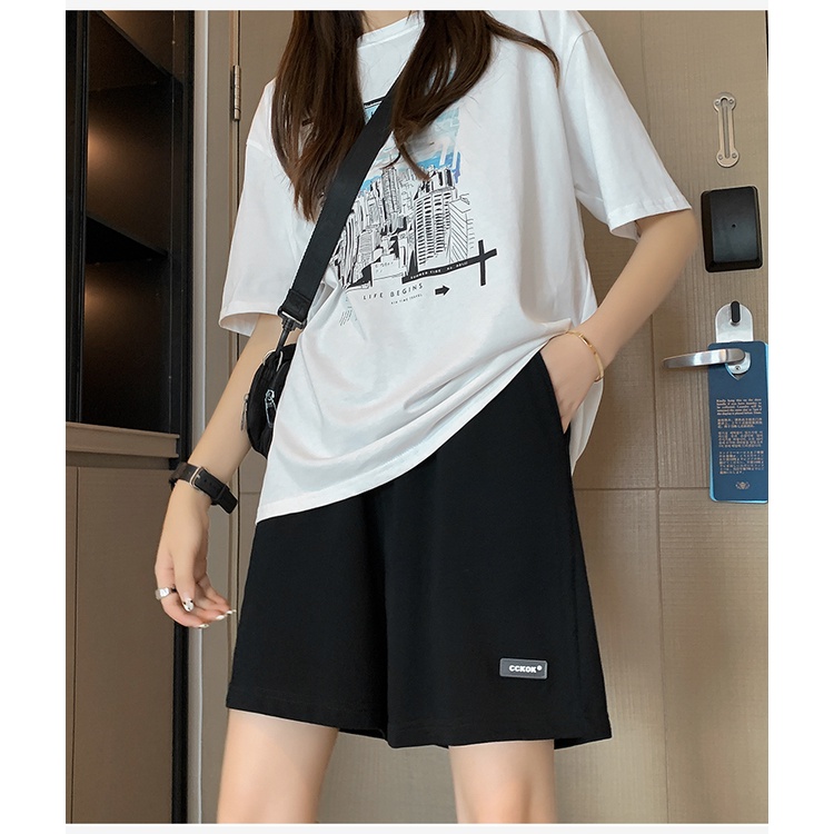 [Mã FAMARAL1 giảm 10K đơn 50K] Quần đùi cạp chun LOGO kiểu short chất thun mềm mát thể thao ulzzang hàn quốc - Cutezoo