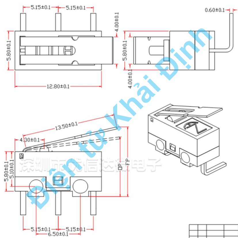 10 cái Công tắc hành trình chuột vi tính chân cong JL007 1A 125Vac kde7961