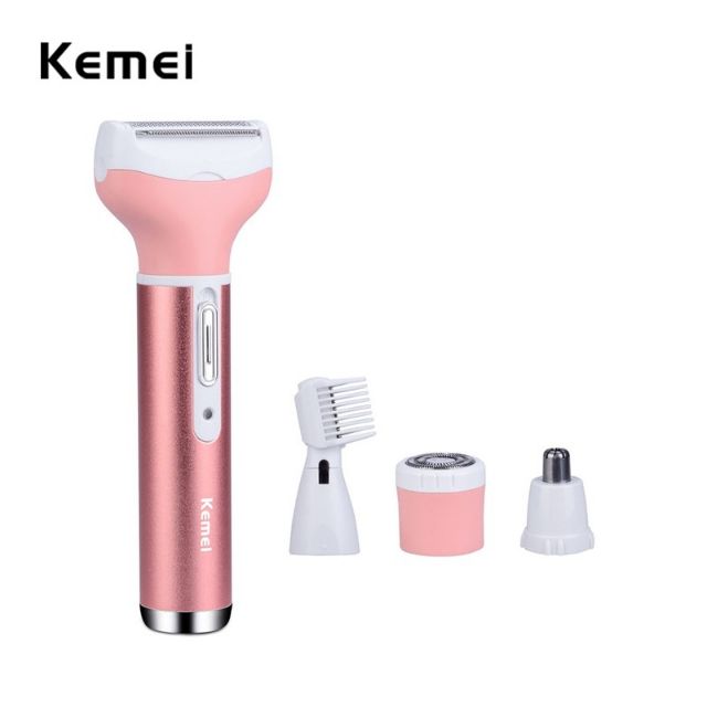 Máy Cạo Lông Cơ Thể Đa Năng 4 ịn 1 Kemei KM 6637, Tông Đơ Kemei 6637 Wax Lông Cao Cấp Cho Nữ