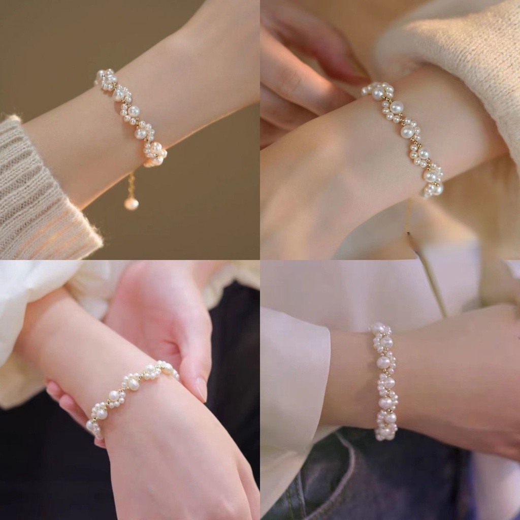 Vòng Tay Ngọc Trai Hình Móng Mèo Thời Trang Hàn Quốc Sang Trọng