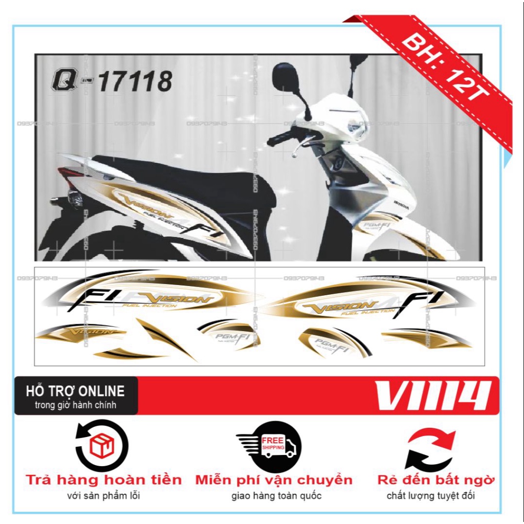 TEM XE VISION 17118 DÁN XE TRẮNG -- SHIN DECAL 2