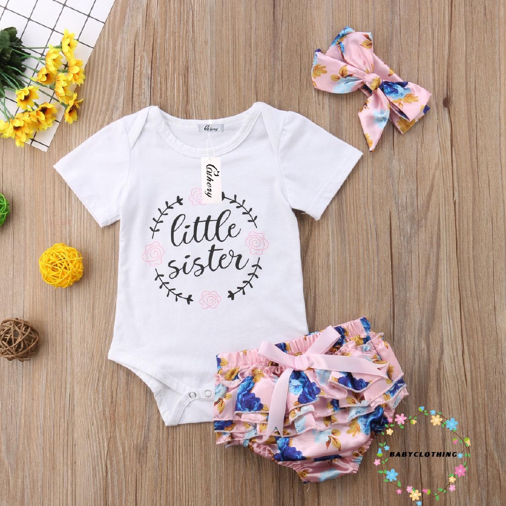 ღWSVღNewborn Kids Baby Girls Outfit Floral Clothes Romper Jumpsuit Bodysuit+Pants Set