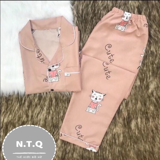 Bộ pijama kate thái tay dài quần dài siêu đẹp giá xưởng | BigBuy360 - bigbuy360.vn