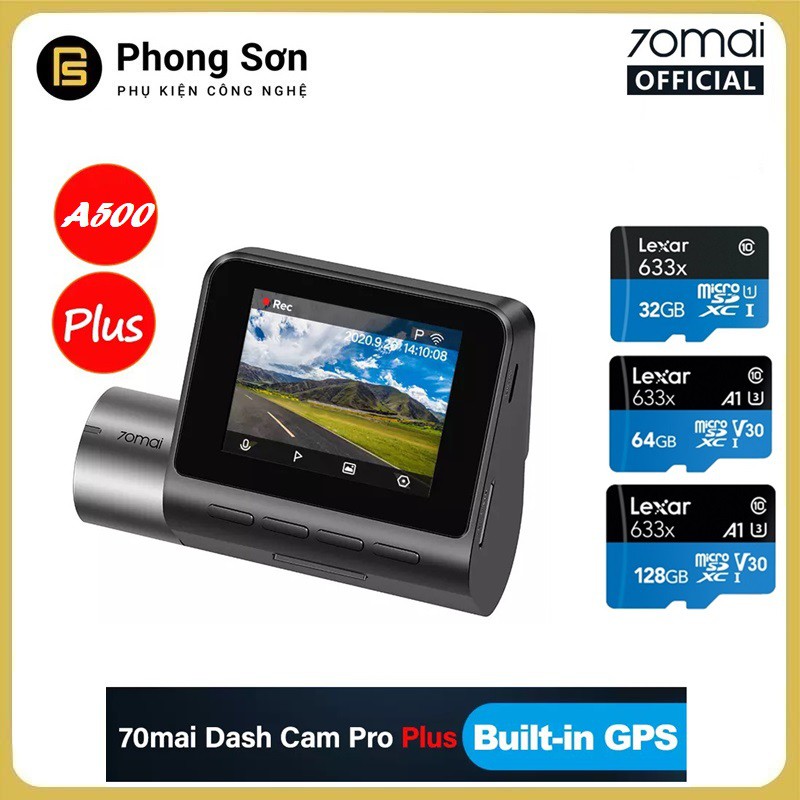 Camera hành trình 70mai Dash Cam Pro Plus , 70mai A500 Quốc tế , Tích hợp sẵn GPS , Cam hành trình xiaomi  , Bảo Hành 12