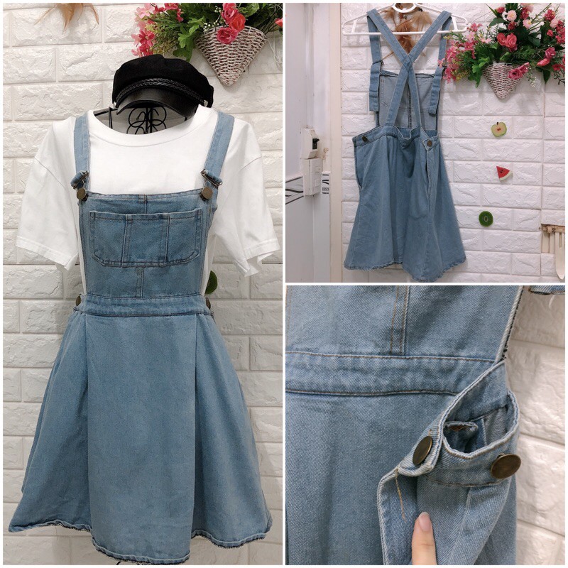 Yếm jean bò Ulzzang Hàn dưới 60 kg