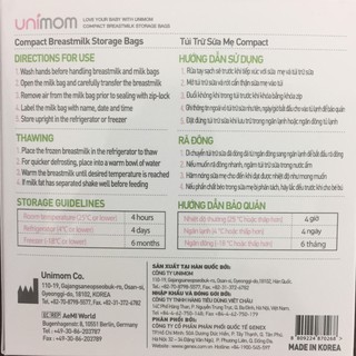 Túi Trữ Sữa Unimom Compact 210ml (10 túi/hộp)