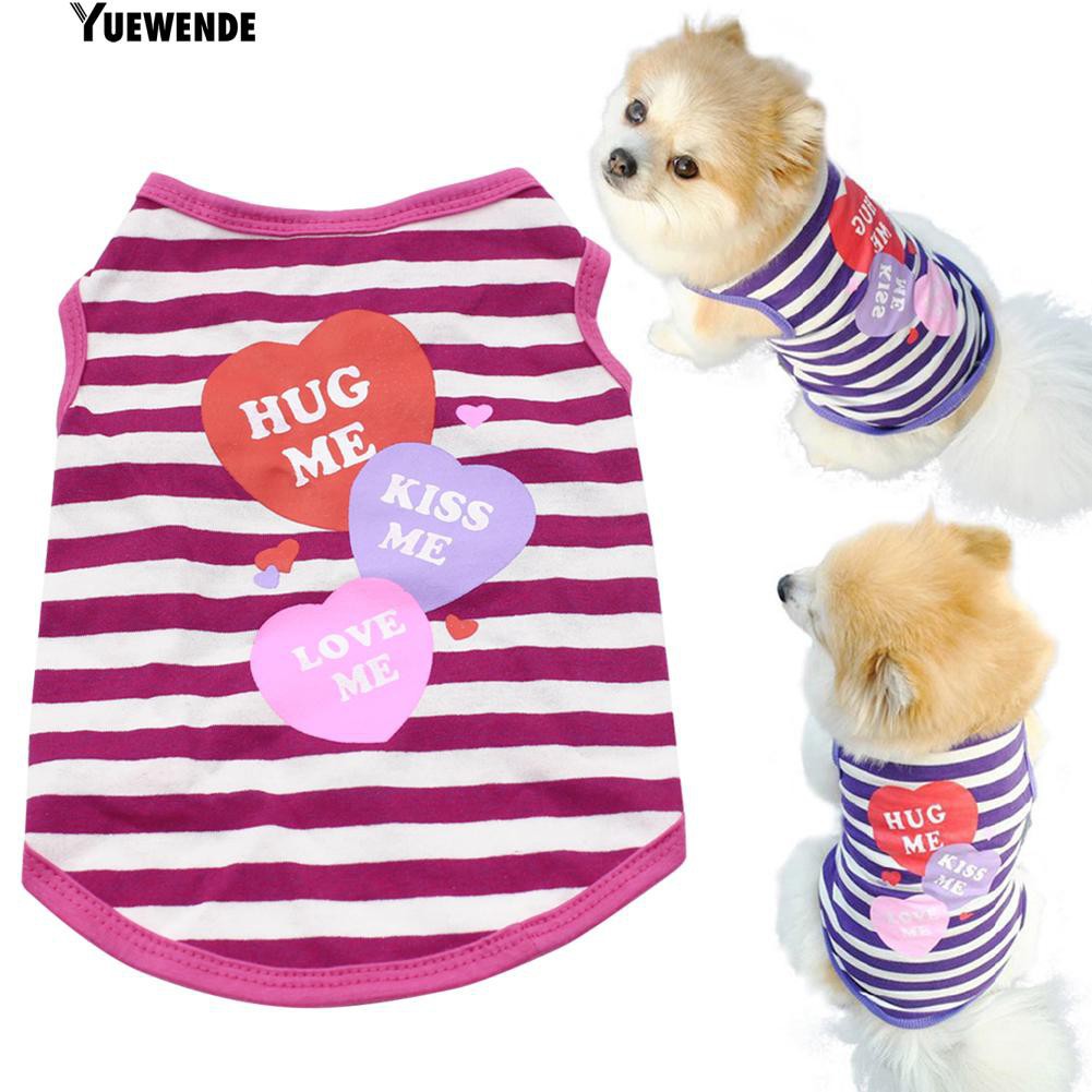Áo thun kẻ sọc trái tim cho chó mèo