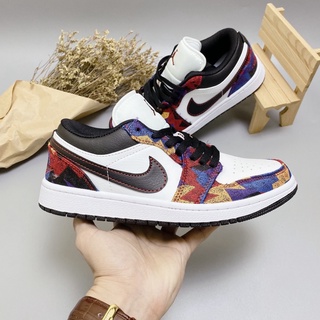 [Full bill +box] Giày Sneaker jordan 1 Thổ Cẩm Cổ Thấp, Giày JD1 Thời Trang Cao Cấp Nam Nữ