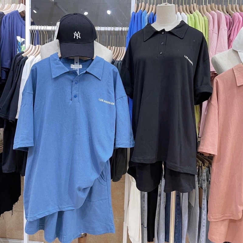 Set Bộ Áo Polo Mix Quần Trơn Unisex Dáng Rộng( ảnh thật 100% tự chụp ) | BigBuy360 - bigbuy360.vn