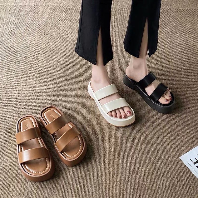 Sandal da quai ngang, đế xuồng cao 5cm phong cách quý phái, T141