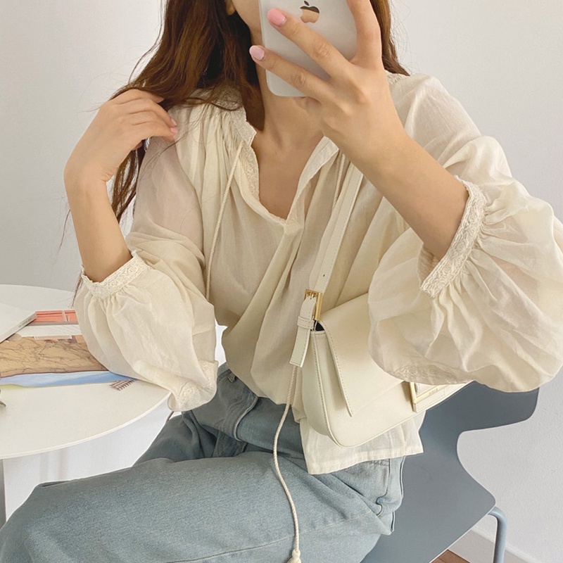 Áo Sơ Mi Cột Dây Dáng Suông Dài Tay Cho Nữ 54007