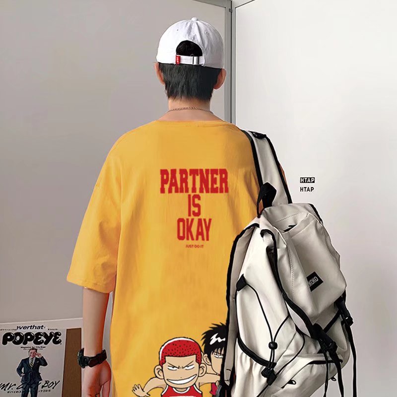 Áo Thun Dáng Rộng In Chữ Phong Cách Hàn Quốc Thời Trang Mùa Hè Cho Nam Và Nữ [M-8XL]