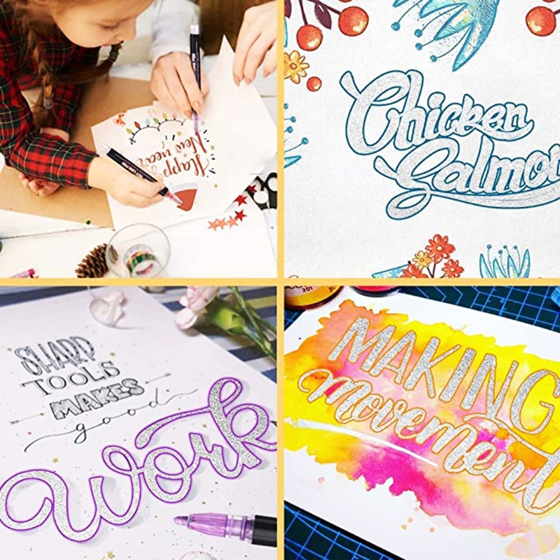 Bút Đánh Dấu Màu Ánh Kim Lấp Lánh Dùng Làm Thiệp / Đá Viên