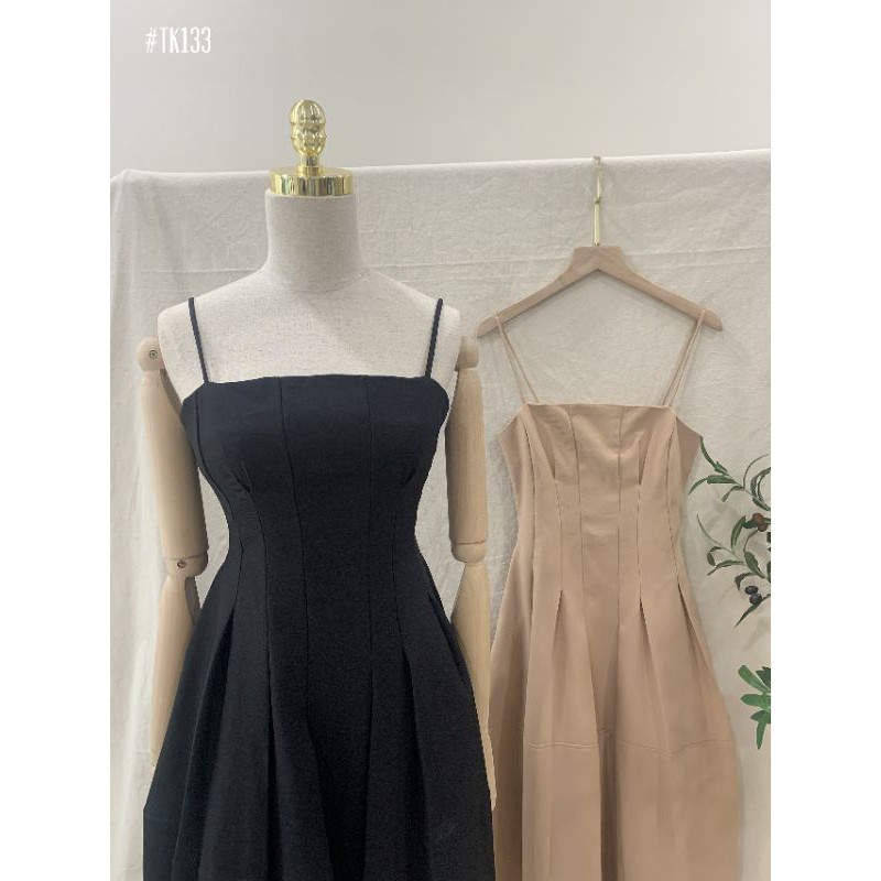 Đầm đen-nude 2 dây xòe phồng(KÈM ẢNH SHOP CHỤP) đầm dự tiệc | BigBuy360 - bigbuy360.vn