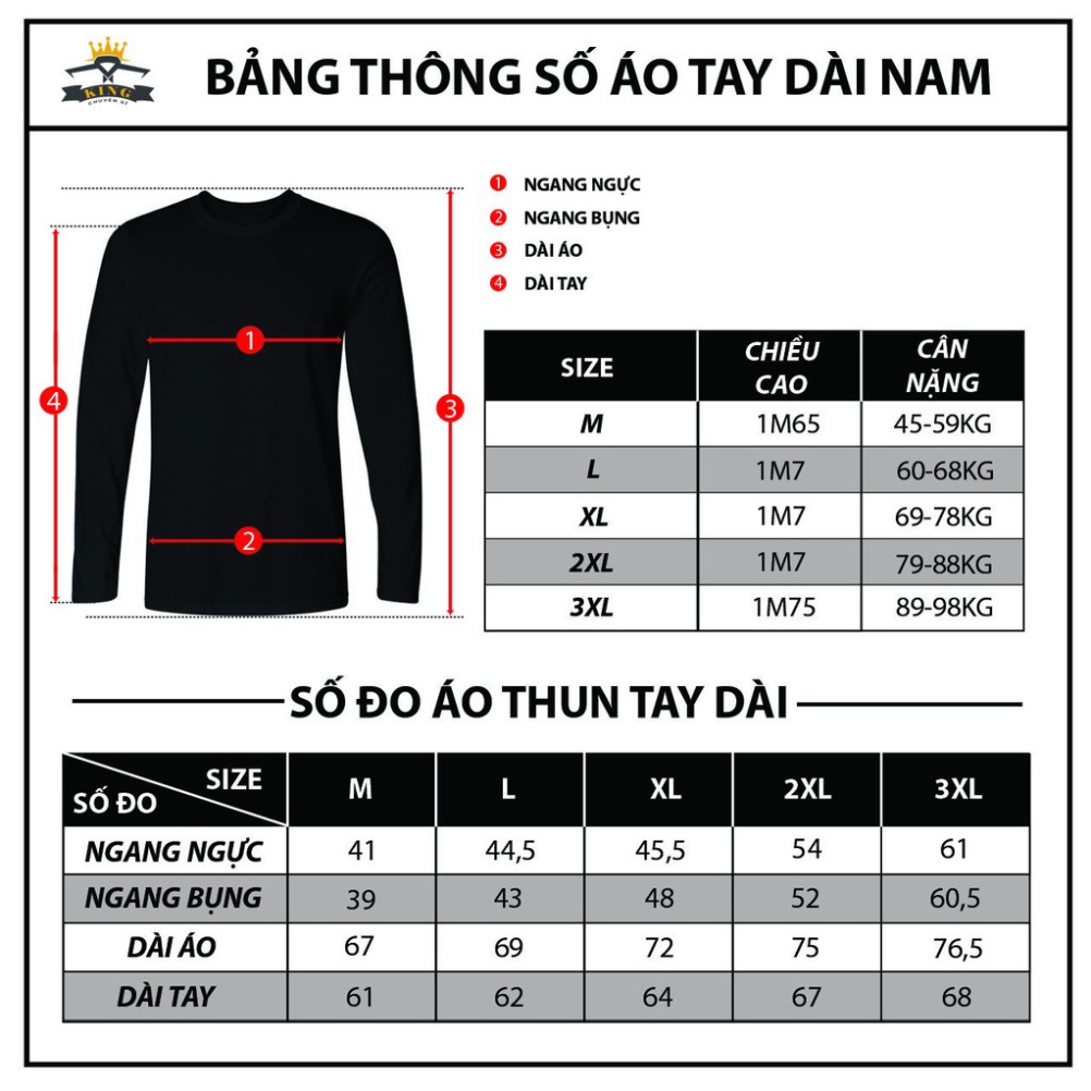 Áo thun tay dài cổ tròn nam KING chất vải cotton co giãn dáng ôm, mặc 4 mùa style Hàn Quốc giá rẻ ( W01 )