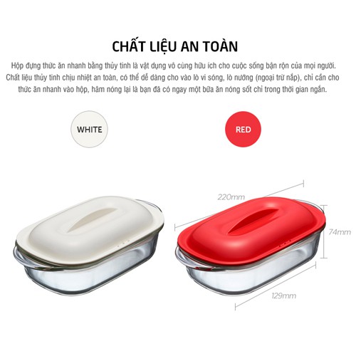 Hộp đựng thức ăn Thủy tinh tiện lợi Lock&amp;Lock Easy Cook (S) 650ML Màu trắng LLG482W