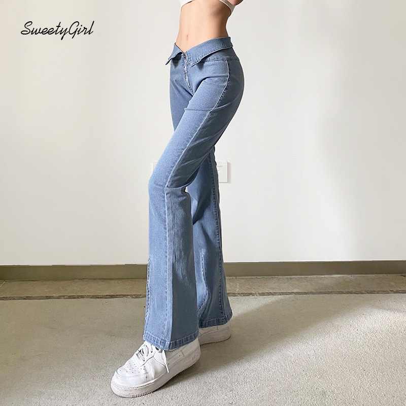 Quần Jeans Dài Lưng Cao Màu Trơn Dáng Ôm Thời Trang Cho Nữ