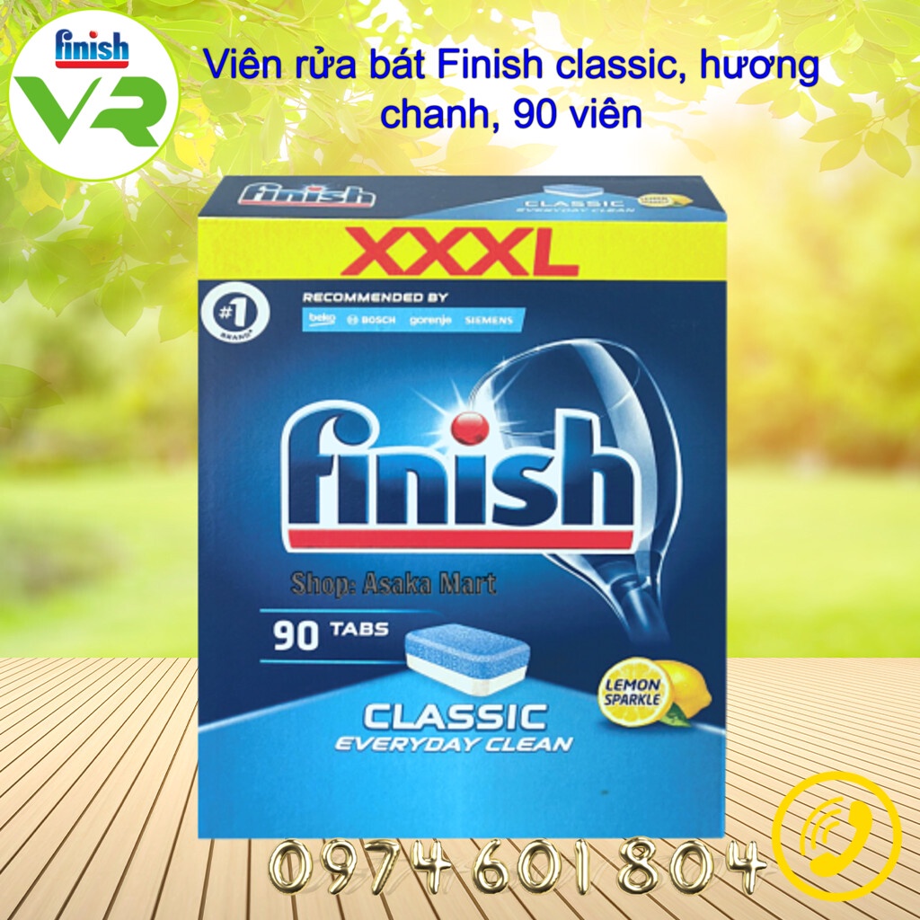 Combo Viên Rửa Chén Bát Finish Essential Hộp 100 viên Hương Chanh Nhập Khẩu Chính Hãng