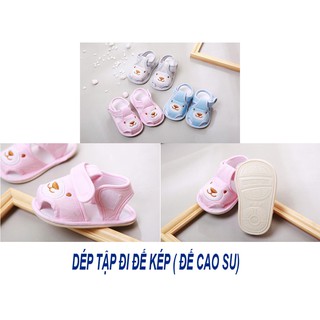 ( ĐẾ CAO SU) Dép tập đi cho bé bằng vải đế cao su mềm chống trượt