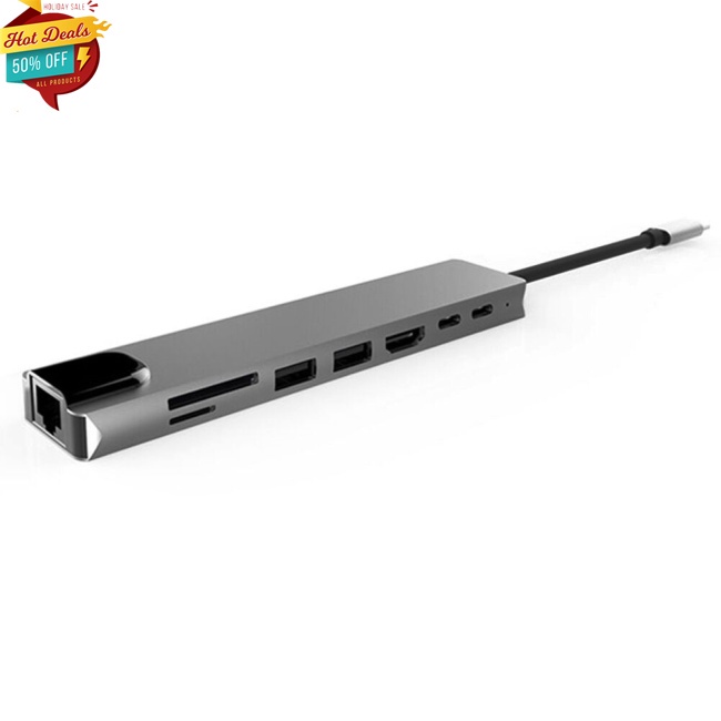 8 In 1 Usb C Hub Type C 3.1 To 4k Hdmi-compatible Adapter With Rj45 Sd/tf