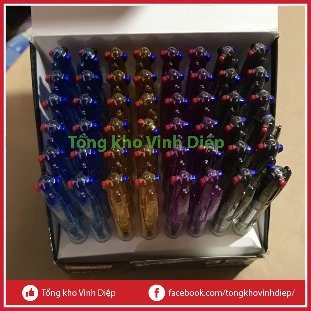Combo 1 hộp 48 chiếc bút bi 3 ngòi 3 màu mực xanh đỏ đen - Hàng loại 1
