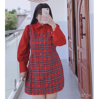 đầm caro yếm bigsize