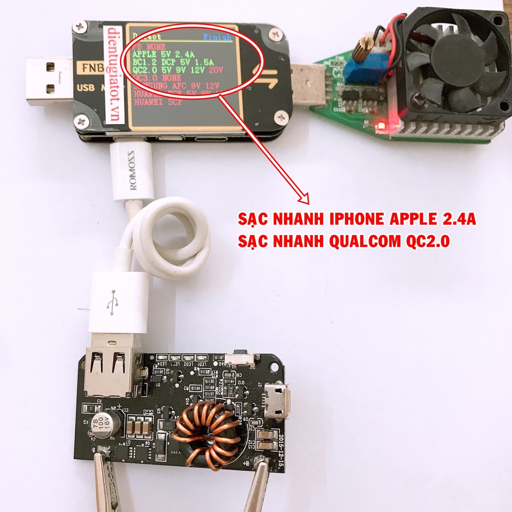 Mạch sạc dự phòng sạc nhanh QC2.0/ APPLE 2.4A/ BC1.2 DCP