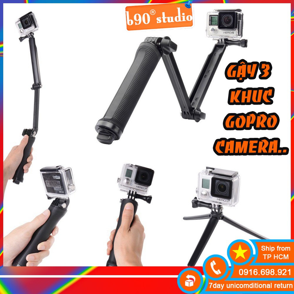 🔥SALE SOCK🔥 Gậy Gopro 3 khúc 3ways monopod gọn nhẹ