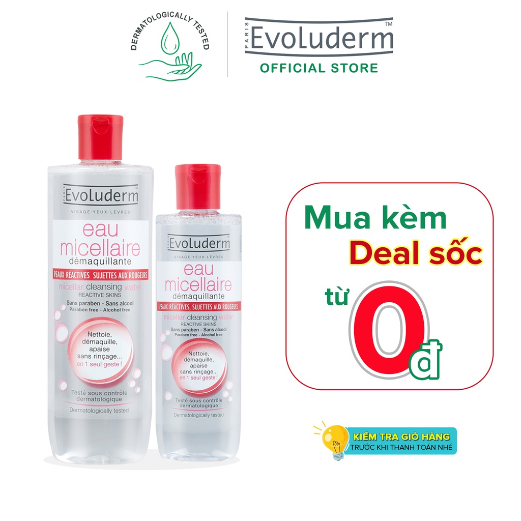 Bộ nước tẩy trang Evoluderm dành cho da Mẫn Cảm và Kích ứng 250ml + 500ml