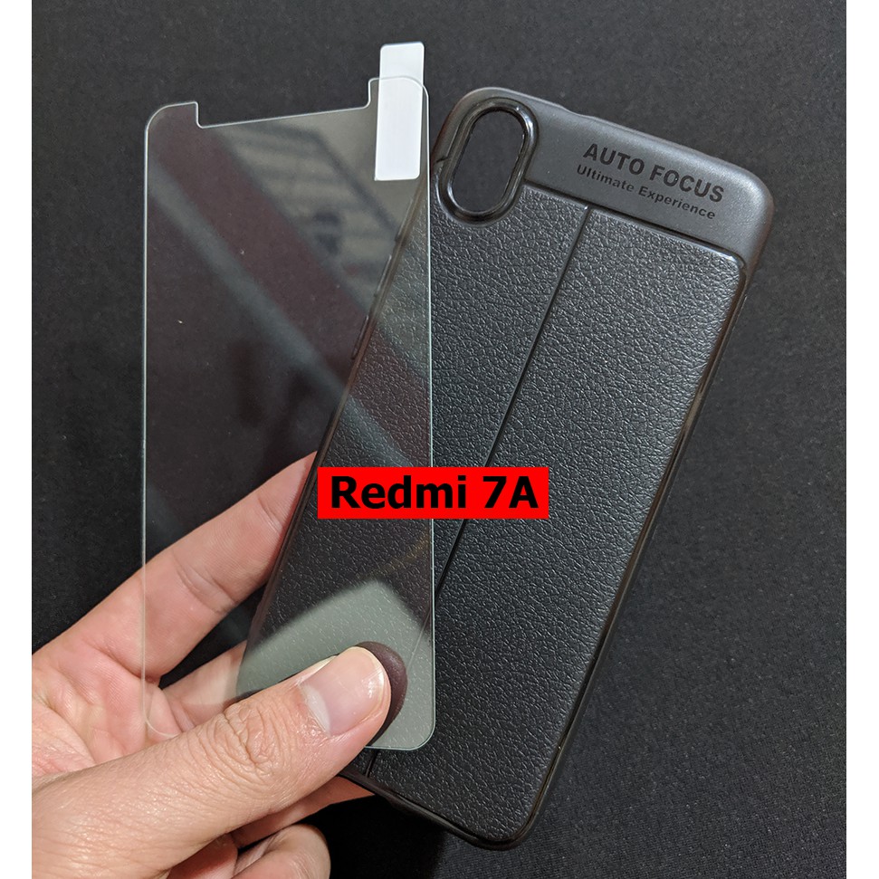 Bộ ốp lưng giả da kính cường lực Xiaomi Redmi 7A