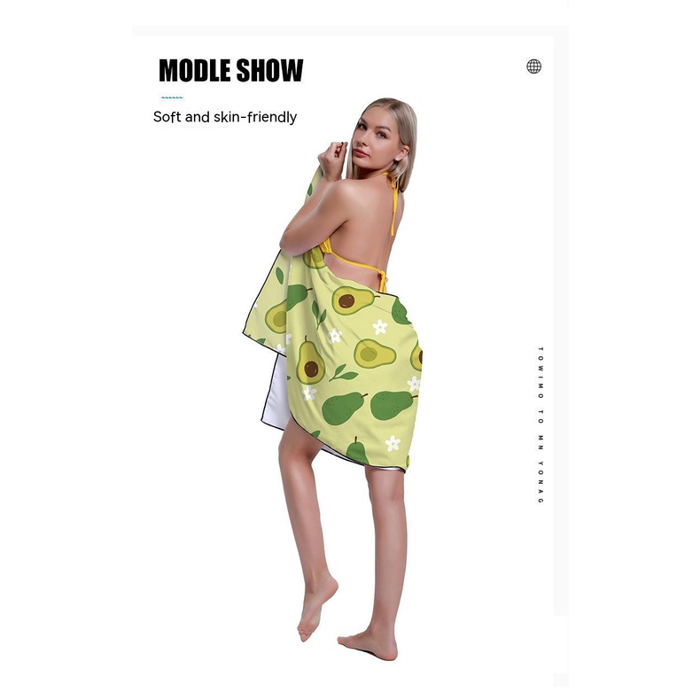 Khăn Tắm Hai Mặt Sợi Nhỏ Thấm Hút Nước Nhanh Khô In Họa Tiết Thời Trang Đi Biển